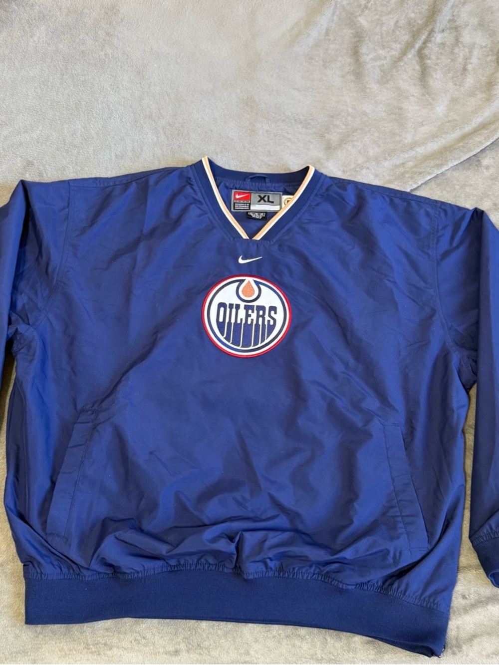 Vintage Nike Oilers edmonton pullover windbreaker navy size Mens XL nhl hockey